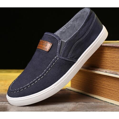Summer Mens Casual Canvas Shoes Slip on Waterproof Mens Flat Casual Shoes Rubber Basic Mens Casual Sneakers