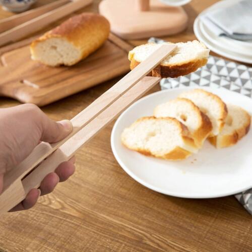 Kitchen Wood Food Tong Bamboo BBQ Tong Pizza Pies Clip Fish Meat Bread Clamp Wooden Utensils Kitchen Tools Healthy Serving Tongs