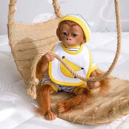 57EE 48cm Monkey Doll Reborn Lifelike Soft Silicone Vinyl Realistic Looking Cute Baby Dolls Toddler Girls Toy