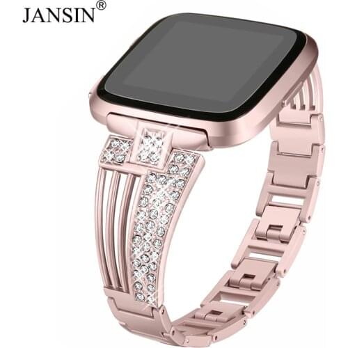 Metal Watch Band For Fitbit Versa/Versa Lite & SE/ Versa 2 Stainless Steel Strap Diamond Bracelets Wristband Woman Girls