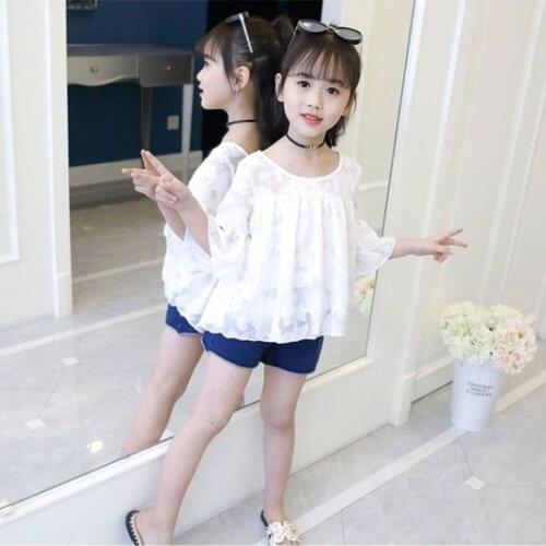 Pretty Princess Wide Sleeves Chiffon Tops Outwear Shirts Blouses Coat Toddler Kids Baby Girls T-shirt Clothes 3 4 6 8 10 12 14Y