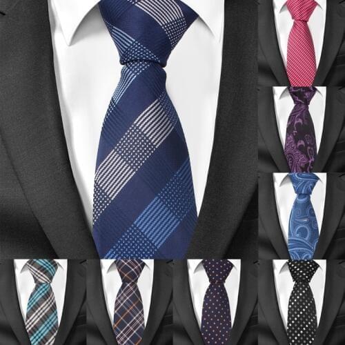 Fashion Skinny Neck Ties for Men Casual Plaid Suits Tie Gravatas Blue Mens Neckties For Business Wedding 6cm Width Slim Men Ties