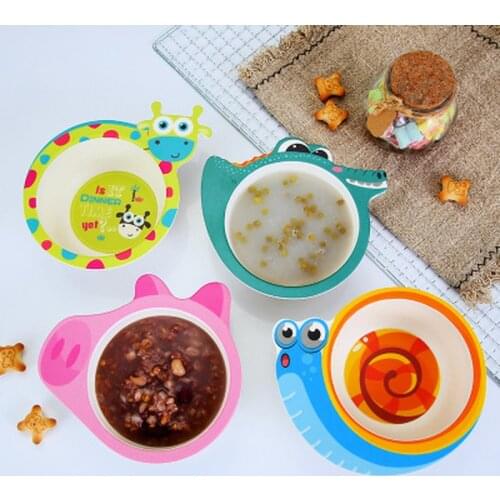Cartoon Baby Dinner Feeding Bowl Dishes Baby Tableware Bamboo Fiber Kids Baby Food Dishes Natural Environmental Health Kids Bowl