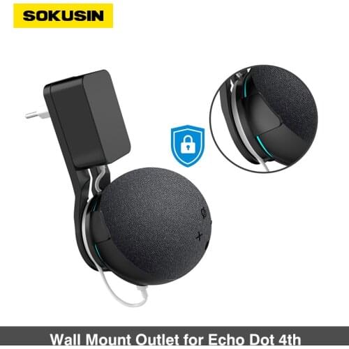Sokusin Wall Mount For Alexa Echo Dot 4th Generation Save Space Hanger Speaker Accessories Stroage Cable Outlet Holder Stand