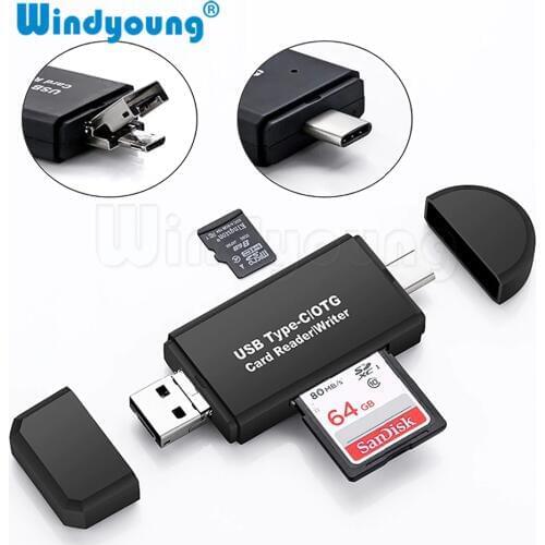 Type C & micro USB & USB 3 In 1 OTG Card Reader High-speed USB2.0 Universal OTG TF/SD for Android Computer Extension Headers