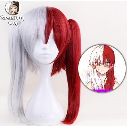 45cm My Hero Academia Todoroki Shoto Wig Cosplay Costume Boku no Hero Academia Women Bunches Synthetic Hair Halloween Wigs