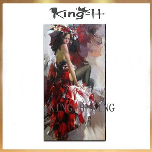 Characters of modern home decoration hand-painted wall art figure painting dancers couple painted on the canvas walls by hand