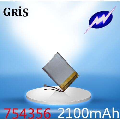 3.7V polymer lithium battery / mobile power core / with protective board /754356/2100mah/ rechargeable Rechargeable Li-ion Cell