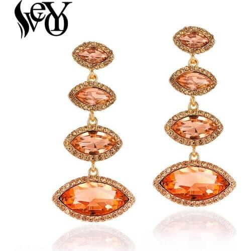VEYO Luxury Classic Crystal Earrings Long Drop Earrings for Women New Gift Wholesale