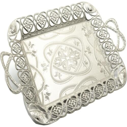 DOLBOVI Sena 6 Personality Silver Tea Tray tray set tray serving tray tea set tea tray tea table trays decorative food tray gold tray trays mirror tray plateau glass tray serving board tea accessories serving plate