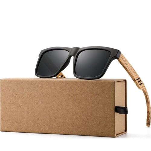 YIMATUILI New Mens Wooden Polarized Sunglasses Square Glasses Bamboo Wood Glasses Retro Casual Myopia Sunglasses Frame 8028