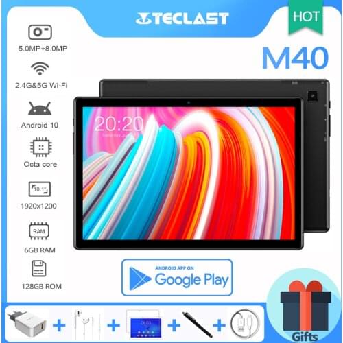 2021 Teclast 10.1" Tablet M40, Octa Core, 6GB RAM, 128GB ROM, Android 10.0, 1920x1200 IPS, 4G LTE, 5G WiFi, GPS, 6000mAh Battery