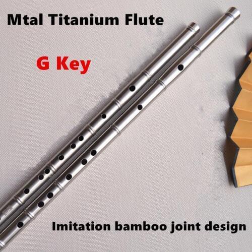 Titanium Metal Flute G Key Imitation Bamboo Joint Metal Flauta Profissional Music Instrument Self-defense Weapon Metal flutes