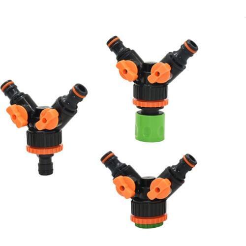 Female 1/2 3/4 1inch 2 way Garden tap water splitter cranes 5/8" Y Irrigation valve drip irrigation adapter 1pcs
