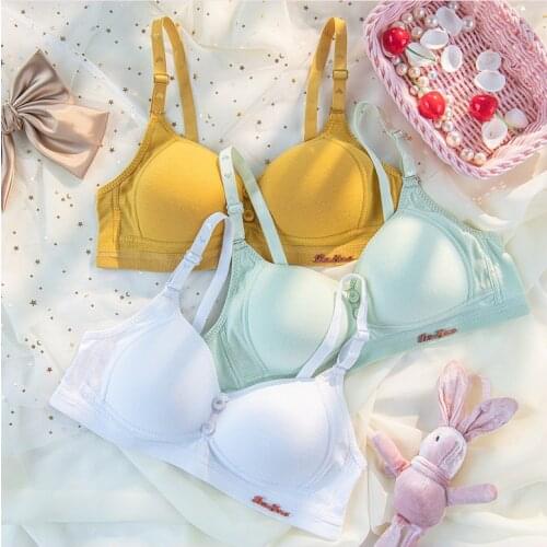 Woman Underwear Girl 100% Cotton Bras Thin Soft Breathable Wire Free Bra Push Up Bralette Japanese Simple Style Lingerie Women