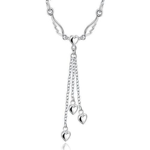 Solid 925 Sterling Silver colorFine Wedding Jewelry Angel Wings AAA Cubic Zirconia Choker Necklaces & Pendants For Women Gift