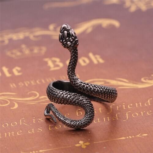 1 Piece European New Retro Punk Exaggerated Spirit Snake Ring Fashion Personality Stereoscopic Opening Adjustable Ring Jewelry