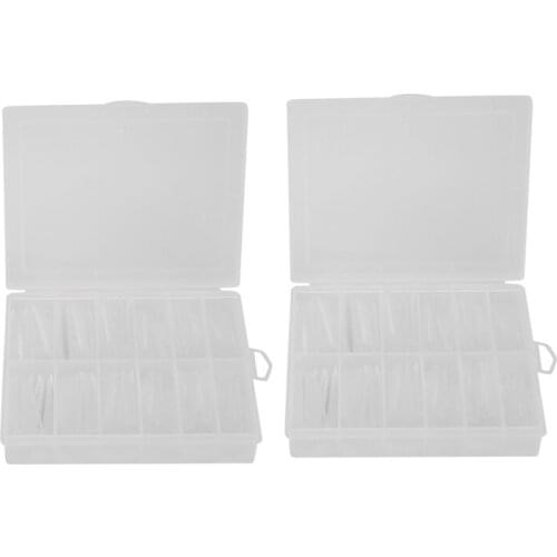 2 Box Extra Long Denim Nails, Flat-Head French False Nails, Seamless Nails Long Clear Nail Piece 12 Sizes (240 pcs/box)