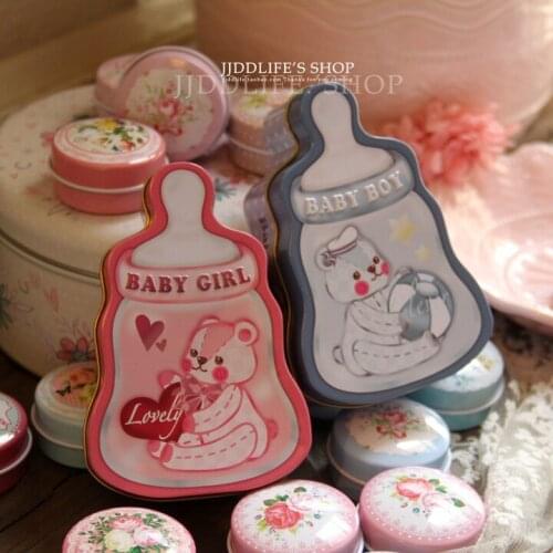 2pc/lot Baby bear tin box Baby Birthday candy box wedding candy case tin handmade soap box small tin storage box