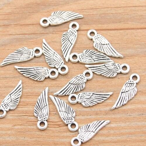 50PCS 6X17mm New Product MINI Wing Charms Animal Pendant Jewelry Metal Alloy Necklace Bracelet Earrings Marking