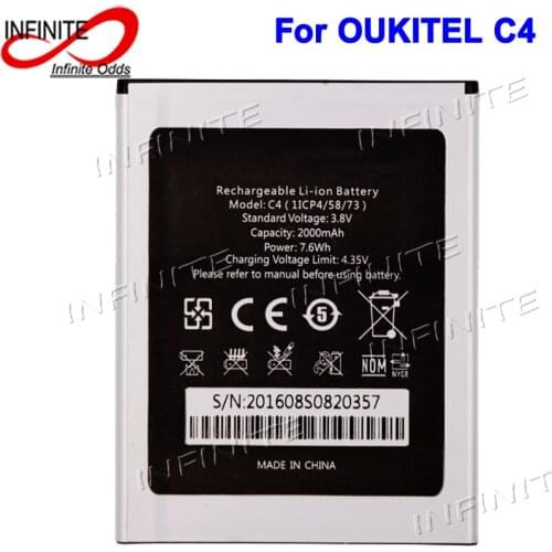For Oukitel C4 Battery 2000mAh Batterie Bateria Accumulator AKKU High Quality