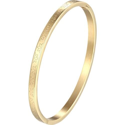 Half Flower Pattern Bracelet & Bangle gold And Rose Gold Color High Quality Jewelry Fashion Bangle For Girl And Women Lover Gift