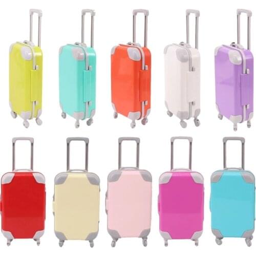 Doll Suitcase Convenient Red Pink Blue Colorful Fit 18Inch American Elegant Doll &43cm Baby Doll Pink Red Colorful