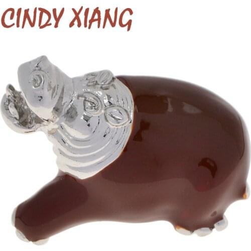 CINDY XIANG 2021 New Fashion Hippo Metal Brooch Pins Cute Animal Enamel Brooches For Women Men Kids Costume Jewelry Broche Gift