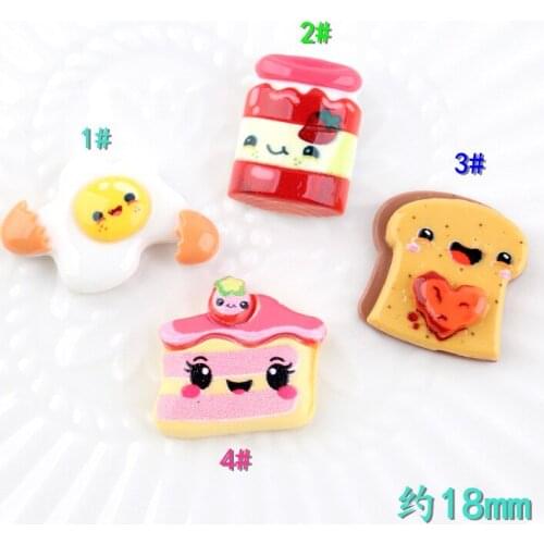 10Pcs Simulation Food Play Flatback Resin Cabochon Kawaii Fried Egg Jam Bread DIY Kids Hair Accessories Scrapbooking Decoration