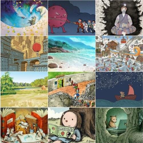 Cartoon scenery Diy 5D Diamond Painting Full Square and Round Embroidery Mosaic Cross Stitch Home Decoration for Special Gift