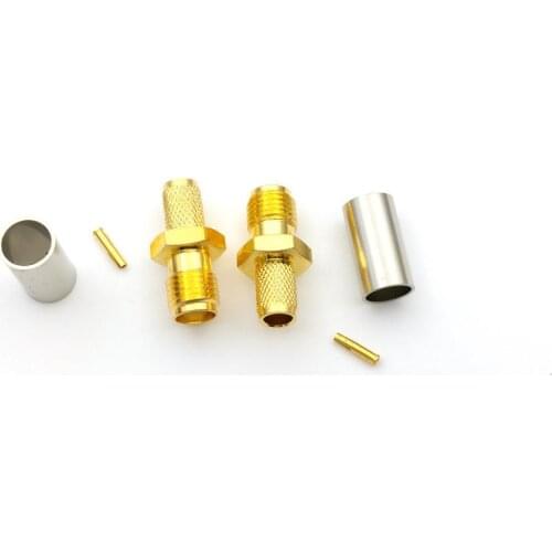 100pcs brass SMA Female Adapter RF Connector SMA Female Jack Crimping for Crimp Cable LMR195 RG58 RG400 RG142 wholesale