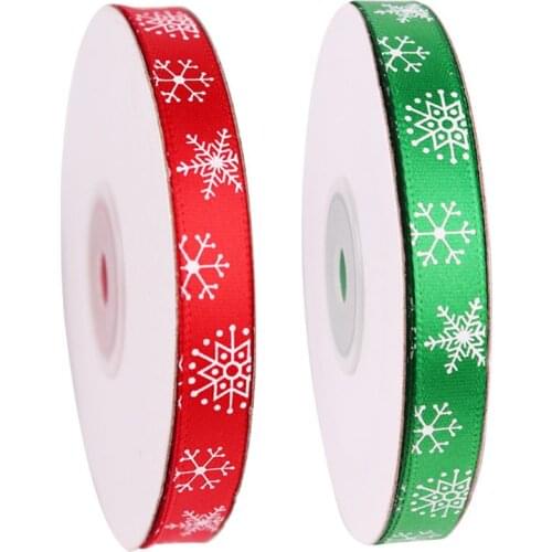 YYSD 22m Christmas Satin Ribbon Red Green Ribbon with Snowflake Pattern for Christmas DIY Gift Wrapping Floral Arranging