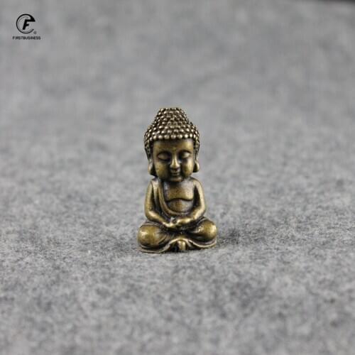 Copper Little Baby Buddha Statue Miniature Figurine Home Decoration Tea Pet Brass Casting Living Room Desk Feng Shui Decor Craft