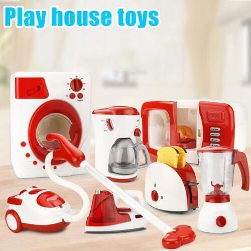 Mini Household Pretend Play Kitchen Children Toys Vacuum Cleaner Cooker Educational Toys Set