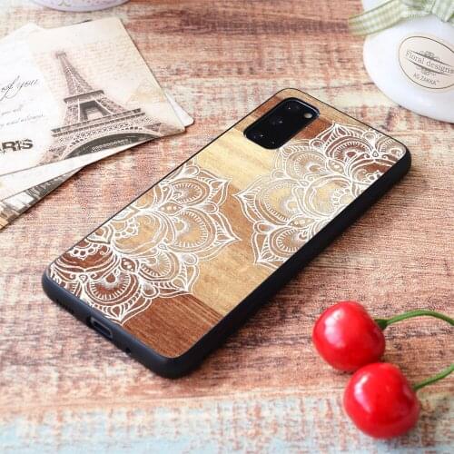 For Samsung Galaxy White Doodles on Blonde Wood Soft TPU border Samsung Galaxy Case