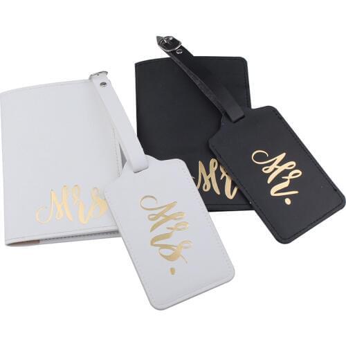 PU Leather MR. MRS. Travel Accessories Set Luggage Tag & Passport Set Travel Accessories ID Tag Passport Holder LT37CH12