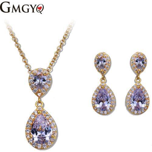 GMGYQNigeriaanse Water Drop Zirconia Bruiloft Sieraden Sets inlay Luxe Crystal Bridal Sieraden Set Geschenken Voor Bruidsmeisjes