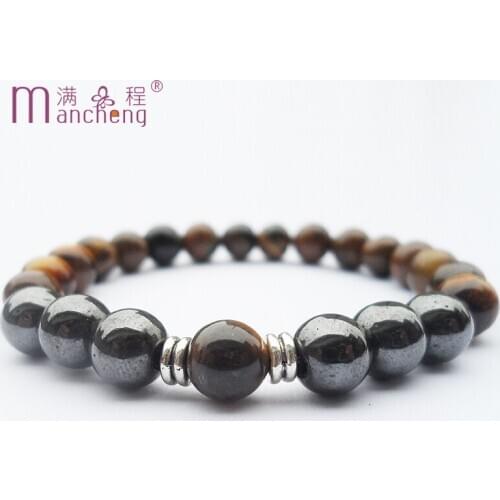 Natural stone beads Tigers eye Hematite charm bracelet for women man Period Fitness Sleep Tracker health bracelets jewelry