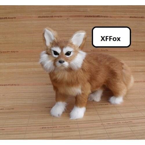 New real life standing fox model plastic&furs simulation yellow fox doll gift about 35x22cm xf1785