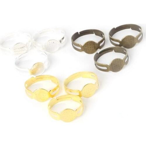 Wholesale 4 Colors 20-40pcs/lot Open Ring Circle With Pad Adjusted Flat Ring Base 18mm&19mm Mesh 16mm For Jewelry Making