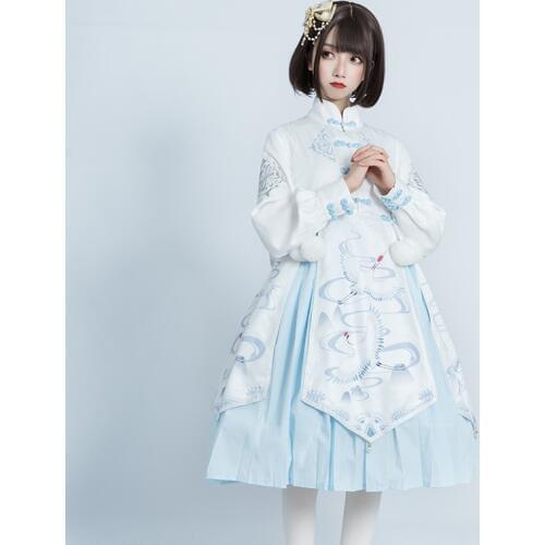 Original design gothic new Chinese lolita dress women kawaii clothing loli round neck long sleeve shirt
