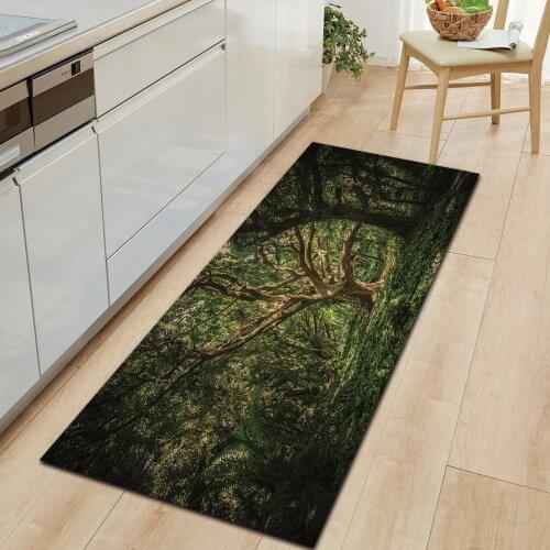 Nature Series Green Tree Anti-Slip Kitchen Carpet Bedroom Floor Decoration Living Room Bathroom Washable Rug Entrance Door Mat