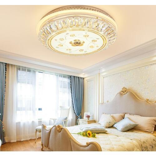 Luxury Golden LED crystal light ceiling crystal light lamp for living room bedroom round LED lamparas de techo with K9 crystal