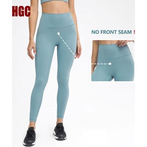 HGC Yoga Pants Women Naked-feel Soft NO FRONT SEAM High Waist Leggings Sport Fitness Squat Proof Elastic Wholesale GYM Tights