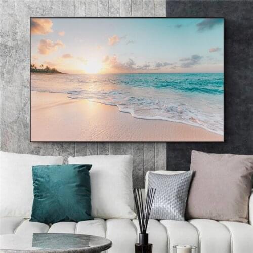 Nordic Romantic Sunrise Sunset Natural Scenery Canvas Poster Seaside Sunset Sunrise Art Frameless Poster Home Decor Art Wall