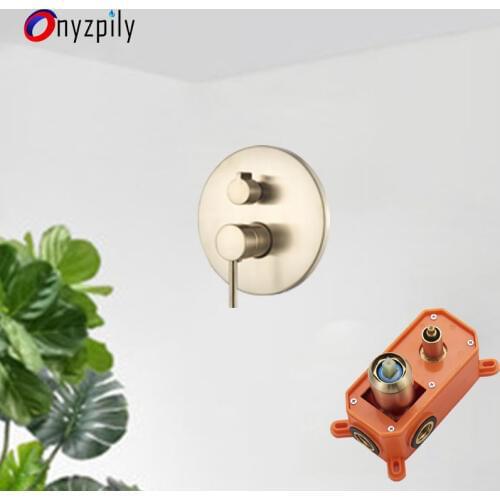 Onyzpily Brushed Gold Replace Mixer Valve 2 Water Ways Shower Faucet Spool Mixer Valve Shower Faucet Cartridge