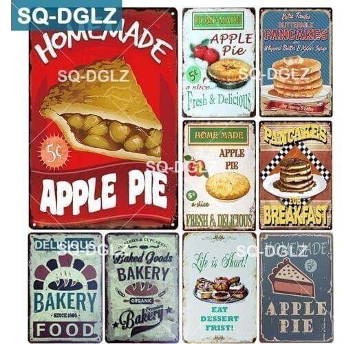 [SQ-DGLZ]HOMEMADE Apple Pie & BAKERY Metal Sign Vintage Metal Plates Cafe Bar Pub Club Home Wall Decor Tin Signs Retro Plaque