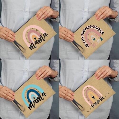 Rainbow Mama Shopping Clutch Fashion Envelope Bags Summer Beach Tote Female Handbag Travel Makeup Bag Cosmetic Case Mother Gifts