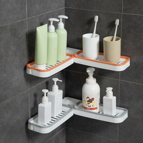180 Degree Rotatable Corner Storage Shelf Hollow Designed Kitchen Bathroom Corner Storage Rack Drain Rack