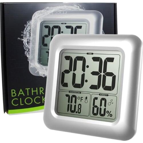 Waterproof Digital Bathroom Shower Wall Clock Thermometer Humidity Time Display 94PC